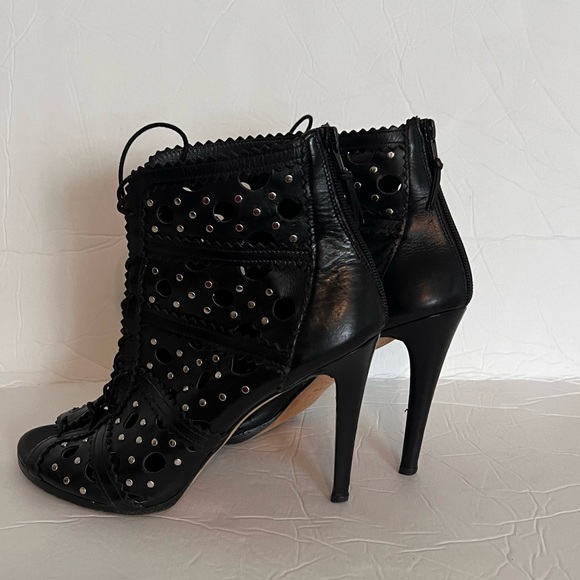 Stuart Weitzman Cagey Black Leather Rocker Ankle Bootie Size 9.5 Good Condition - Picture 5 of 16